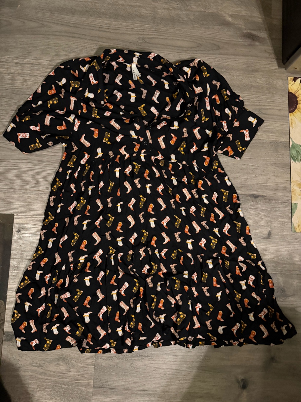 Roper Black Midi Dress with Multicolor Boot Print